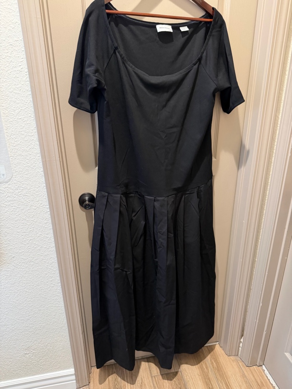 MARELLA Black Midi Dress with Pleated Skirt